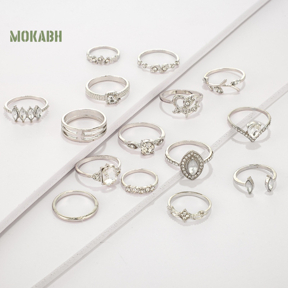 [Mok Abh] Bộ 15 Nhẫn Đeo Giữa Ngón Tay Theo Phong Cách Boho