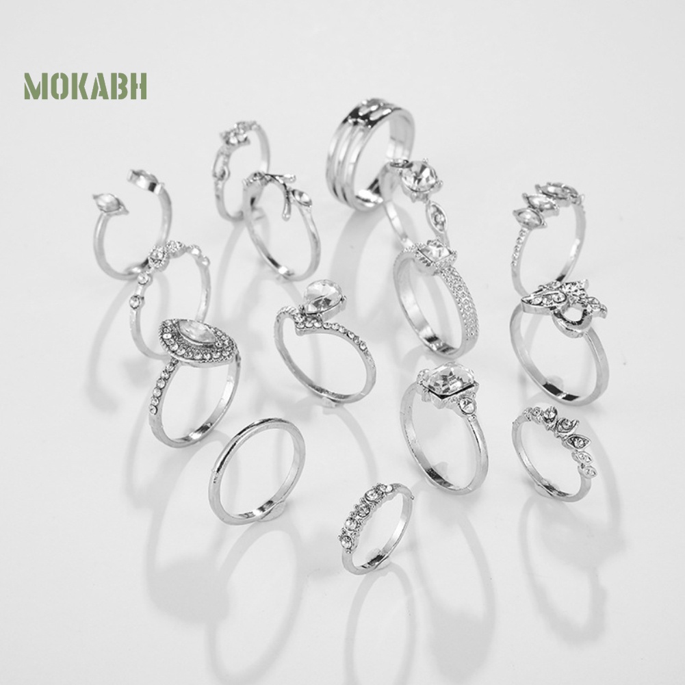 [Mok Abh] Bộ 15 Nhẫn Đeo Giữa Ngón Tay Theo Phong Cách Boho