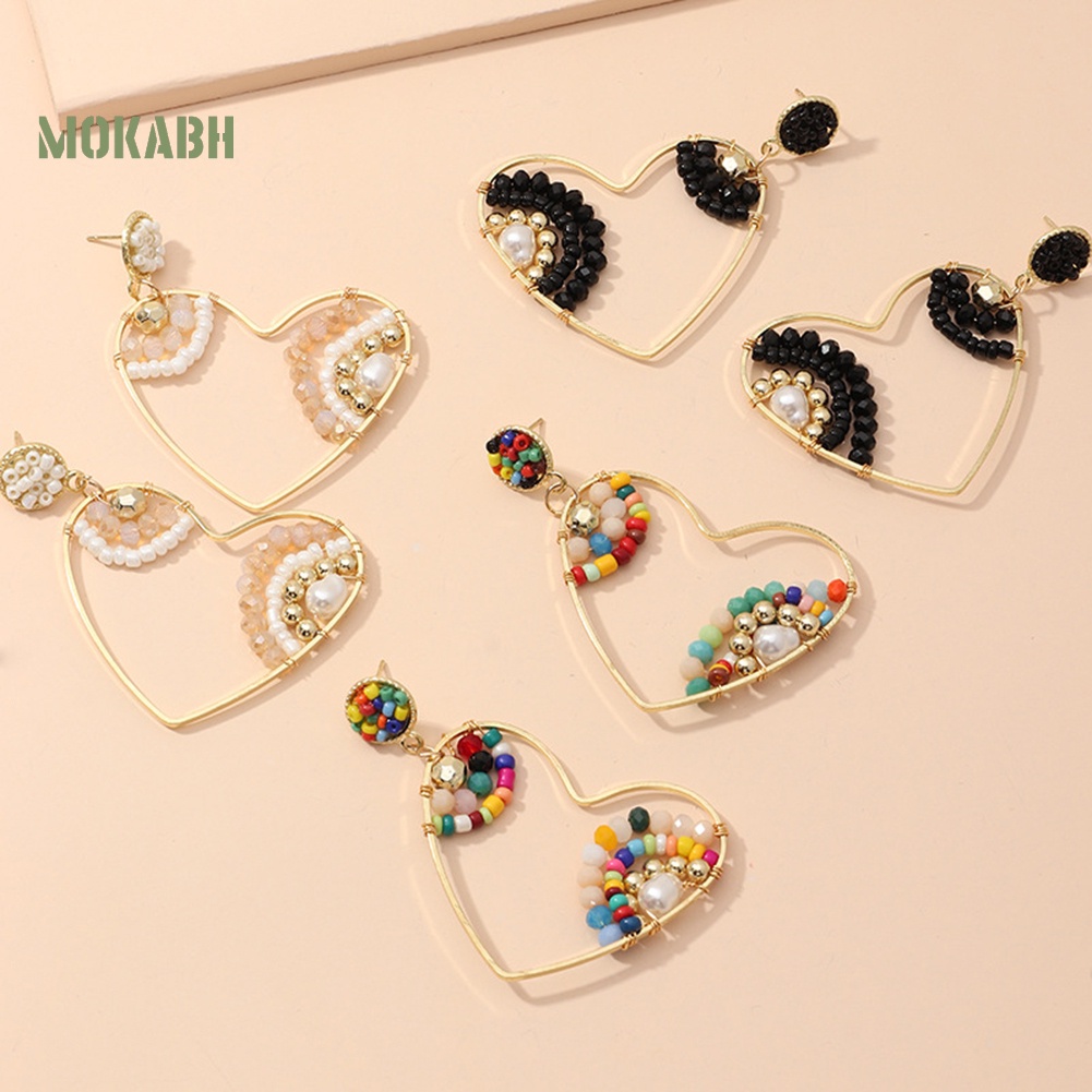 [Mok Abh] Bông Tai Hình Trái Tim Phong Cách Du Mục