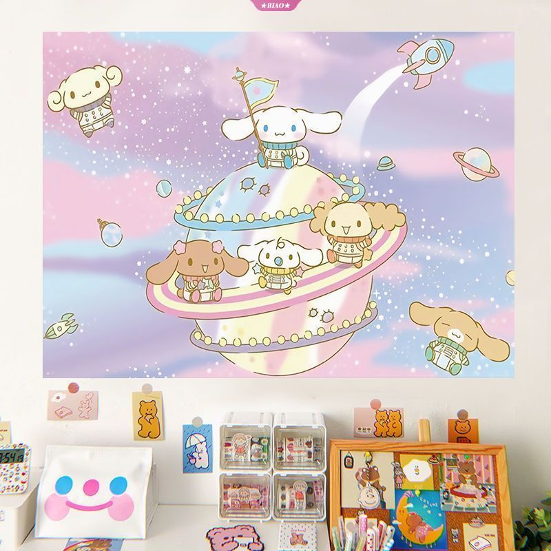 Giấy Dán Tường Họa Tiết Hoạt Hình Cinnamoroll Kuromi Kittys Đáng Yêu Trang Trí Phòng Bé Gái