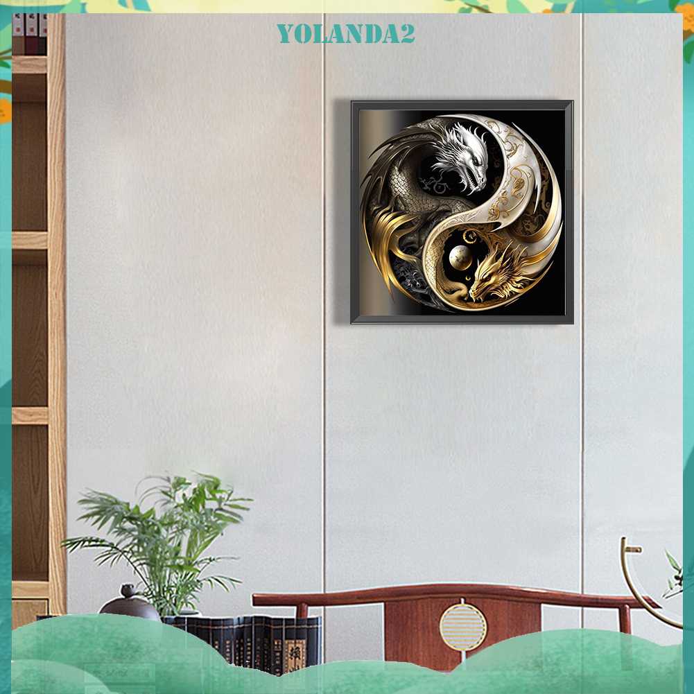 Tranh Đính Đá Kim Cương Toàn Bộ 5D DIY Hình Biểu Tượng Âm Dương