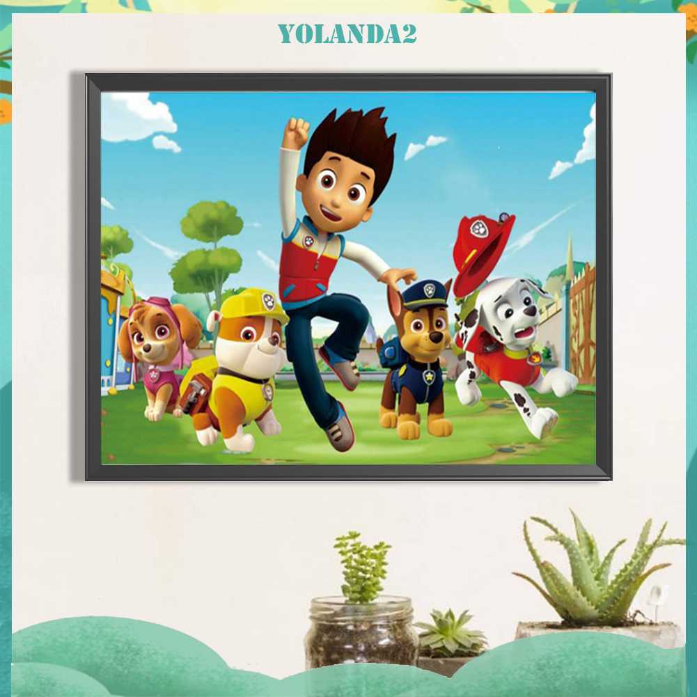 Bộ Tranh Đính Đá 5D Họa Tiết Hoạt Hình PAW Patrol Độc Đáo DIY Dùng Trang Trí Nhà Cửa