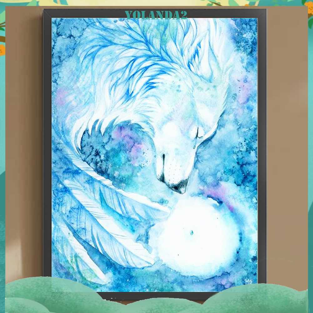 Tranh Đính Đá Kim Cương Toàn Bộ 5D DIY Hình Vẽ Sói Trang Trí Nhà Cửa