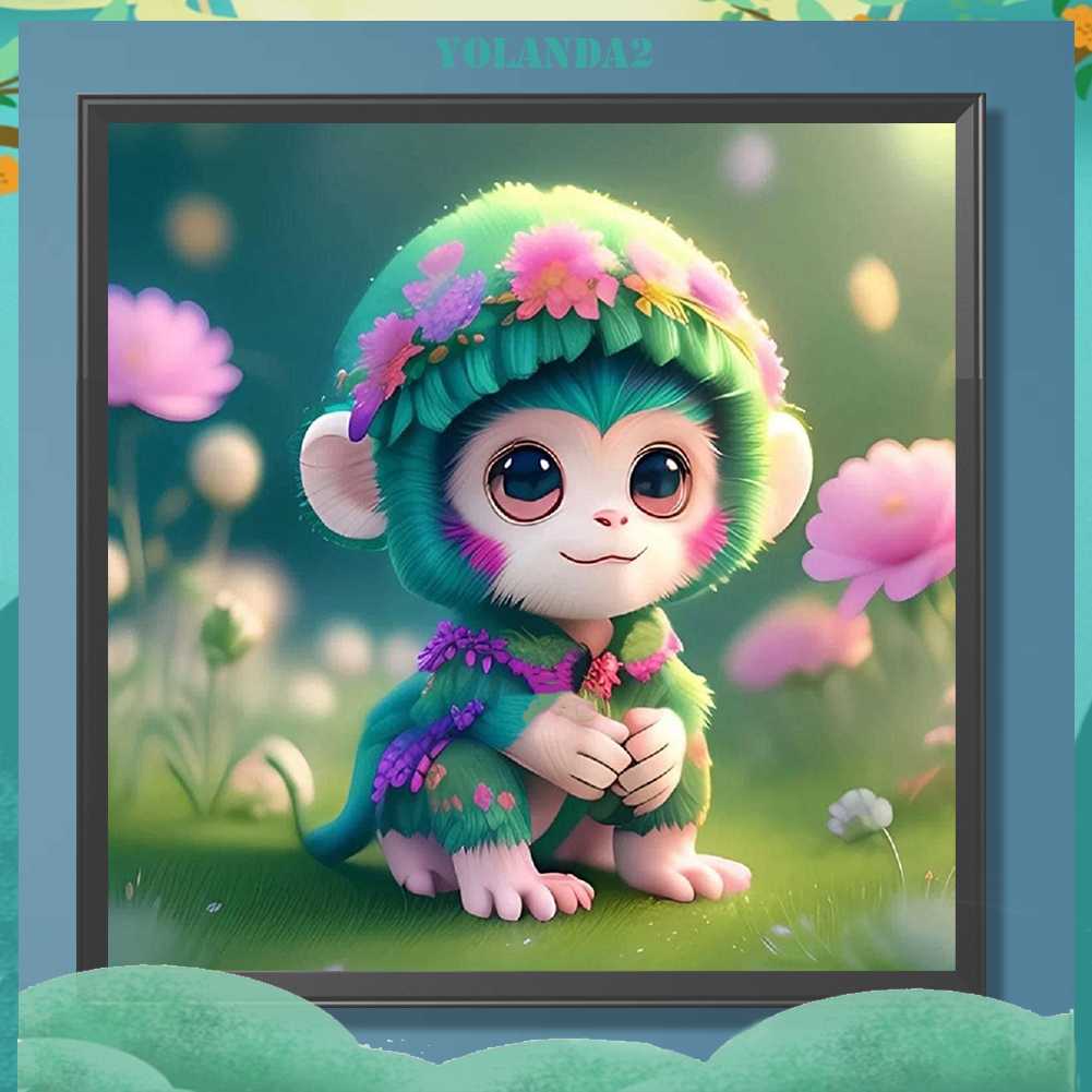 Tranh Đính Đá Kim Cương Toàn Bộ 5D DIY Hình Vẽ Khỉ Dùng Trang Trí Nhà