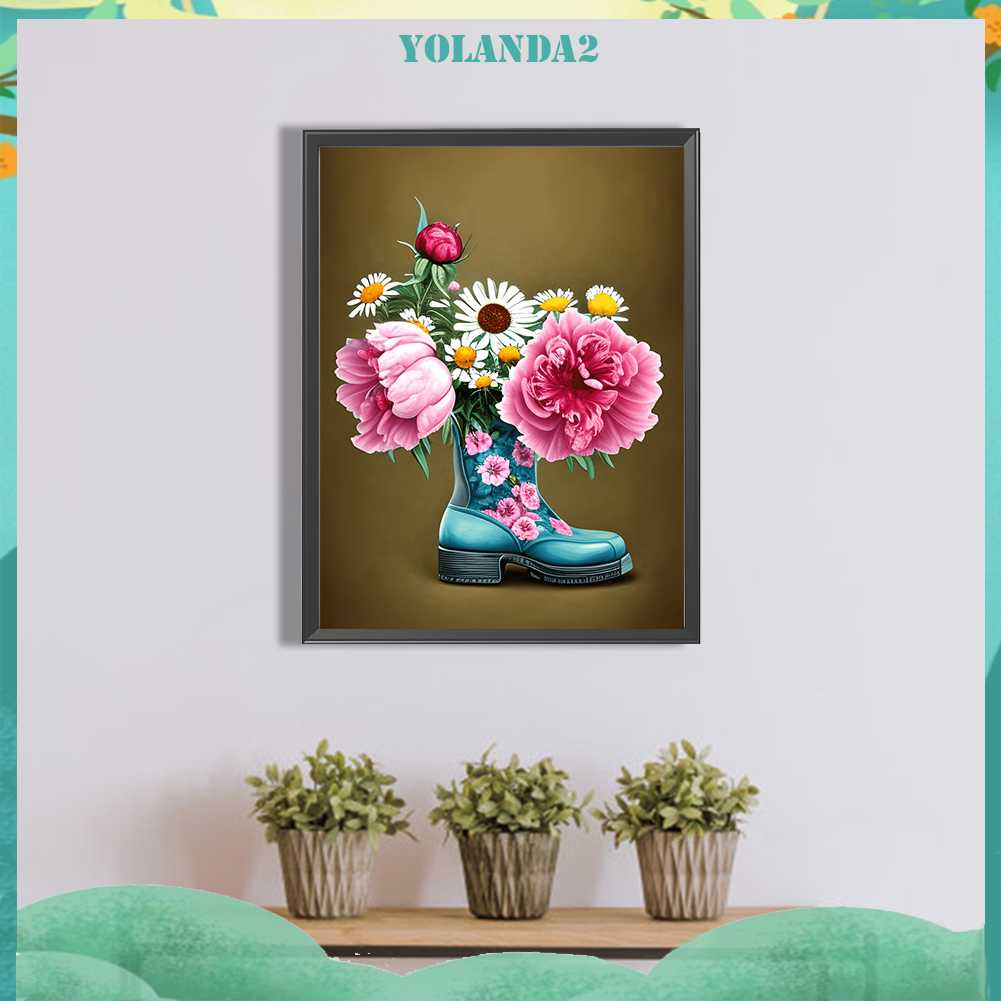 Tranh Đính Đá Kim Cương Toàn Bộ 5D DIY Hình Vẽ Hoa Trang Trí Nhà Cửa