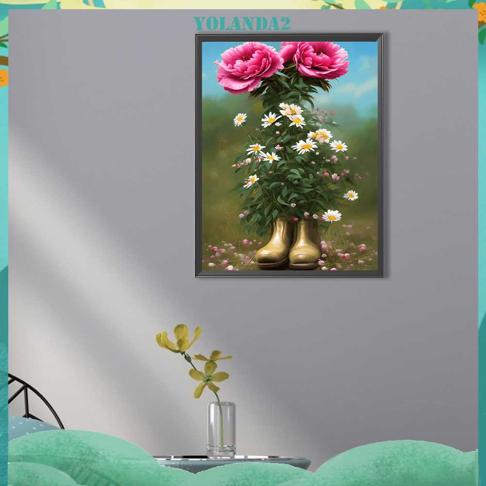 Tranh Đính Đá Kim Cương Toàn Bộ 5D DIY Hình Vẽ Hoa Trang Trí Nhà Cửa