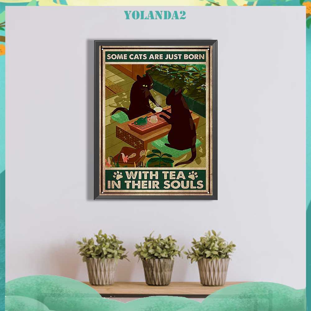 Tranh Đính Đá Kim Cương Toàn Bộ 5D DIY Hình Vẽ Mèo Trang Trí Nhà Cửa