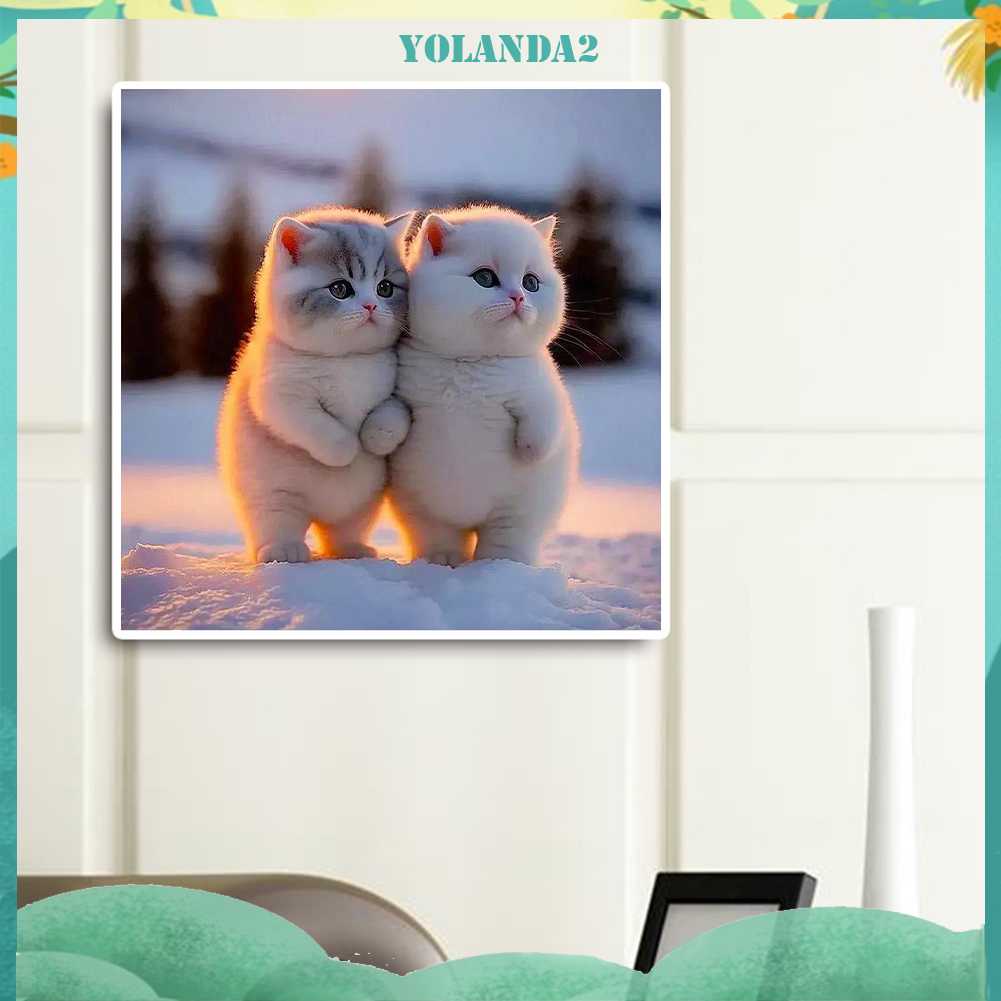 Tranh Đính Đá Kim Cương Toàn Bộ 5D DIY Hình Vẽ Mèo Trang Trí Nhà Cửa