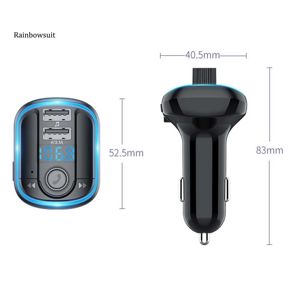 Máy Nghe Nhạc MP3 Bluetooth 5.0 Hai Cổng Sạc USB Sạc Nhanh Rảnh Tay Dành Cho Xe Hơi