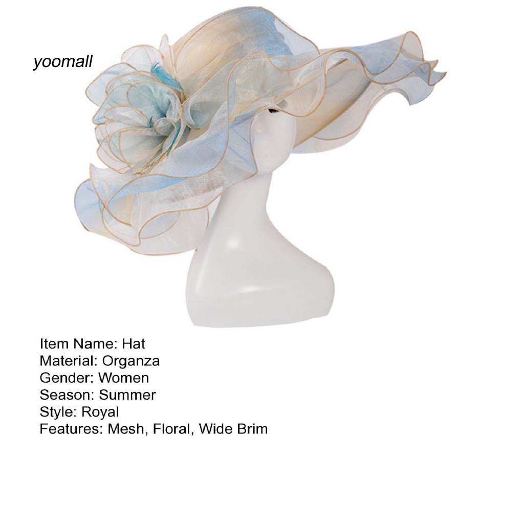 Mũ Lưỡi Trai Chống Nắng Viền Lưới Nhiều Lớp Nhìn Xuyên Thấu Chống Tia UV Trang Trí Hoa Cho Nữ