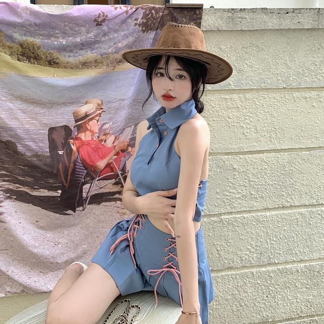 [Độc Đáo Hai Mảnh] Chân Váy Ngắn Dáng Chữ a Lưng Cao Xếp Ly Cột Dây Phong Cách Mới Dành Cho Bạn Nữ