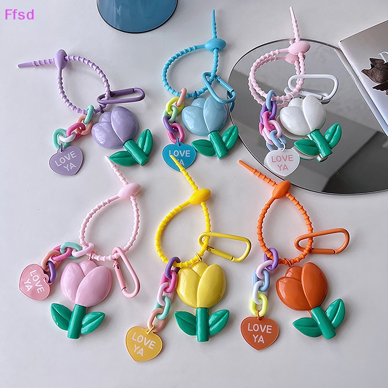 {Ffsd} Móc Khóa Hình Hoa Tulip Hoạt Hình Trái Tim Dễ Thương Cho Nữ * Hàng Bán Chạy *