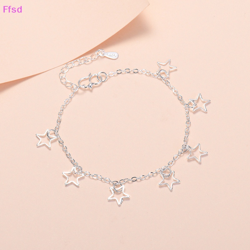 {Ffsd} Vòng Tay Chuỗi Hạt Hình Ngôi Sao Năm Cánh Màu Bạc Thời Trang Chính Hãng Bán Chạy Cho Nữ