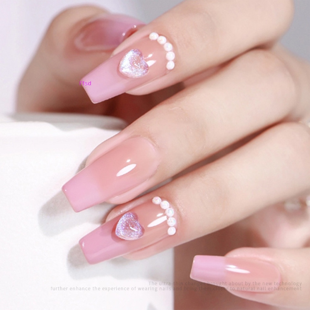 {Ffsd} Set 12 / 24 Dụng Cụ Kẹp Hai Mặt Trong Suốt Tự Dính Dạng Nhấn Cho Móng Tay Giả