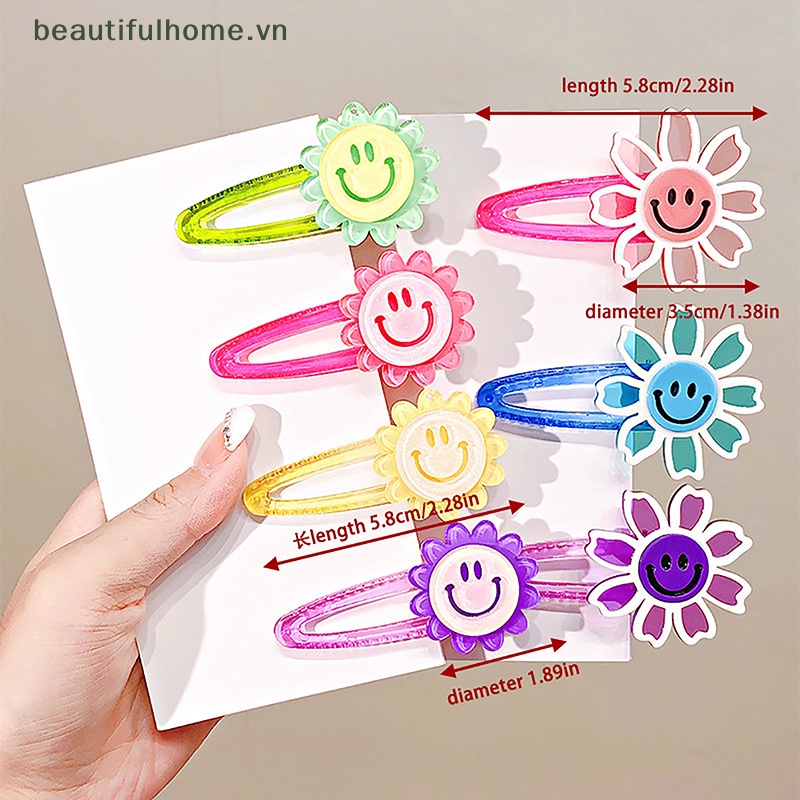 Kẹp Tóc BB Hình Hoa Hướng Dương Màu Sắc Ngọt Ngào Trong Suốt Cho Nữ