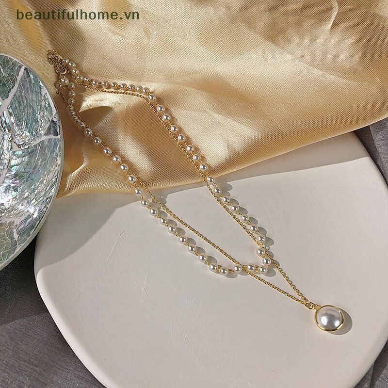 Vòng Cổ Choker Hai Lớp Đính Ngọc Trai Tinh Tế Thời Trang Dành Cho Nữ