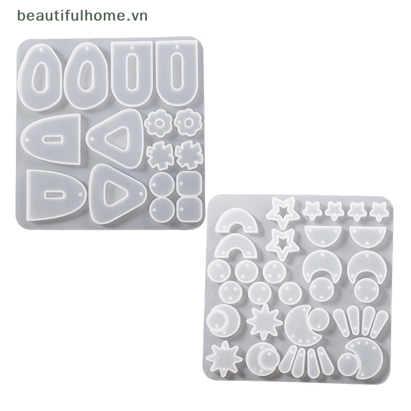 Khuôn Silicone Làm Mặt Dây Chuyền / Bông Tai Hình Trăng Sao Hình Học DIY