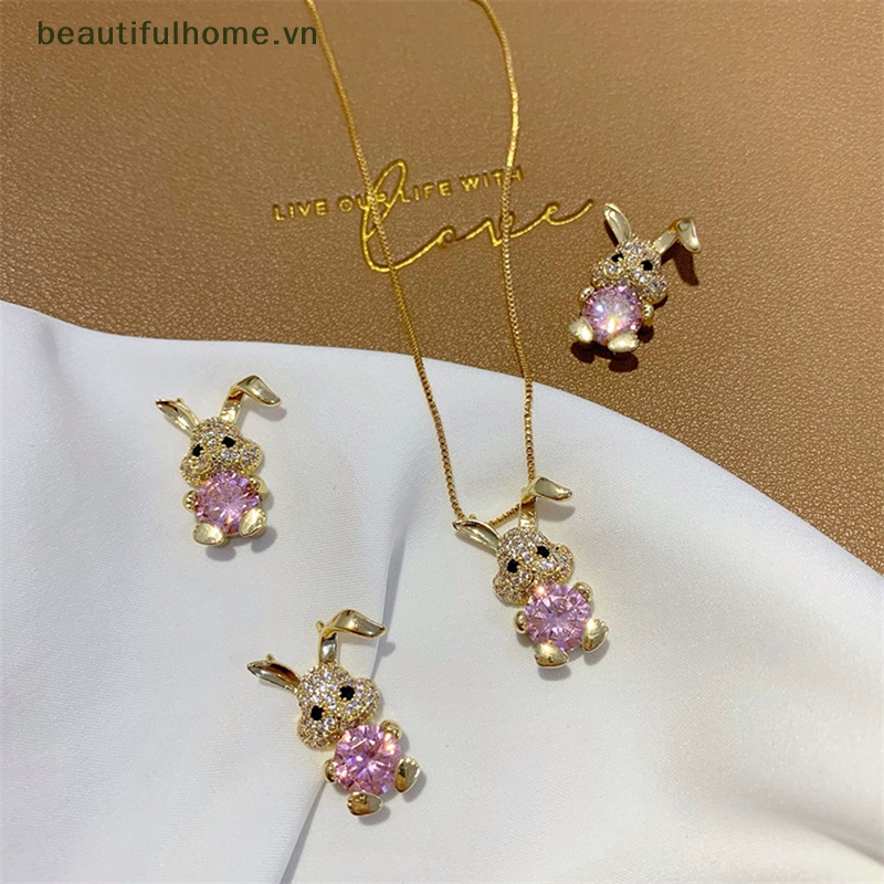 [beautifulhome] Vòng cổ Mặt Hình Thỏ Trắng Răng To Đính Pha Lê Mặt Cười Dễ Thương Thời Trang [beauty]