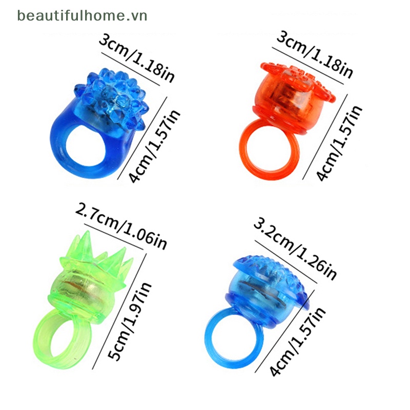 [beautifulhome] Set 2 Nhẫn Đồ Chơi Có Đèn LED Phát Sáng Trong Bóng Tối Hình Hoạt Hình Dành Cho Trẻ Em [beauty]
