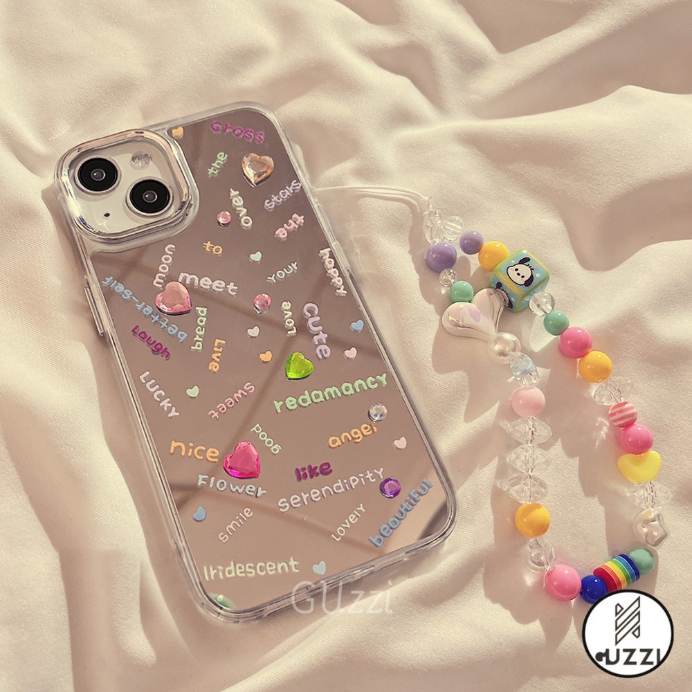 Ốp Lưng Gương Chữ Đầy Màu Sắc Tương Thích Cho Iphone 11 15 14 12 13 Pro Max Xr Xs Vòng Đeo Tay Hạt Tpu Ốp Lưng