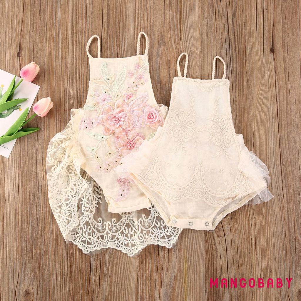 Bộ Áo Liền Quần Không Tay Thêu Hoa Thời Trang Mùa Hè Cho Bé Gái