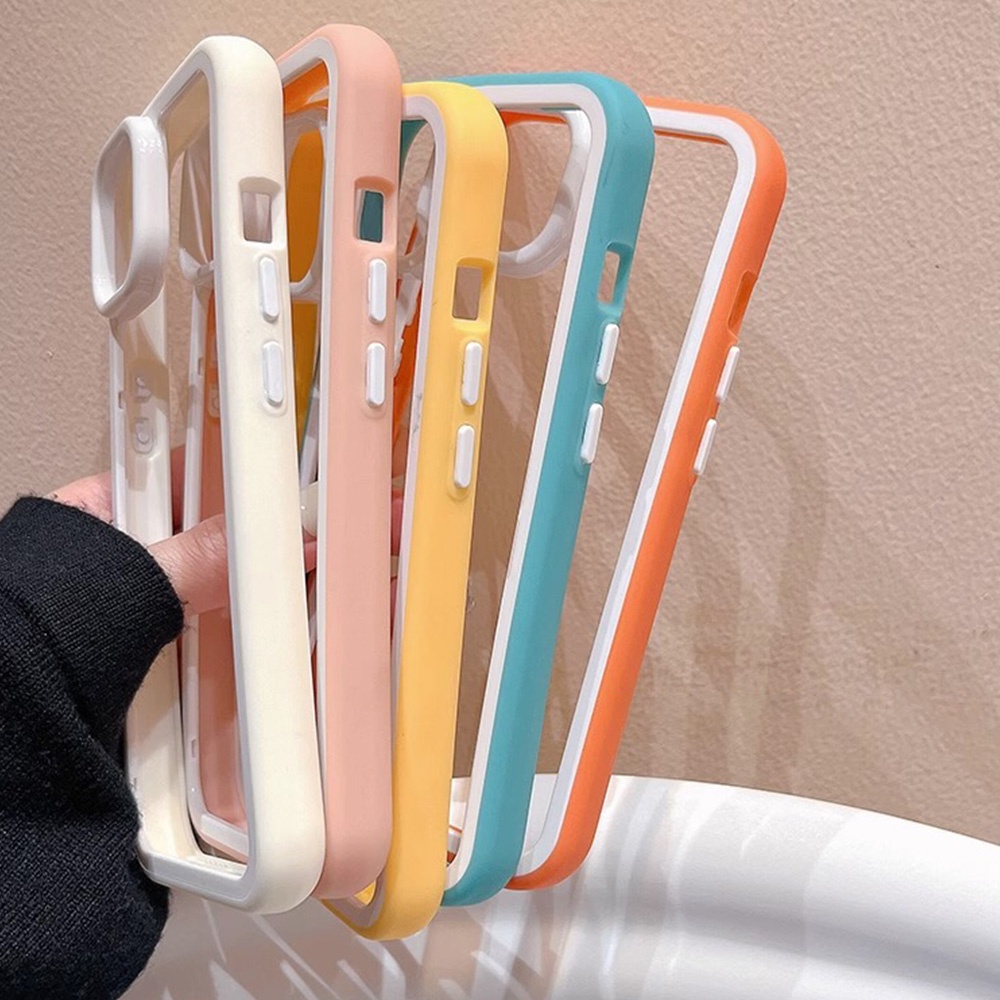 Ốp Điện Thoại TPU Mềm Chống Dấu Vân Tay Màu Tương Phản Cho IPhone 11 14 13 12 Pro Max