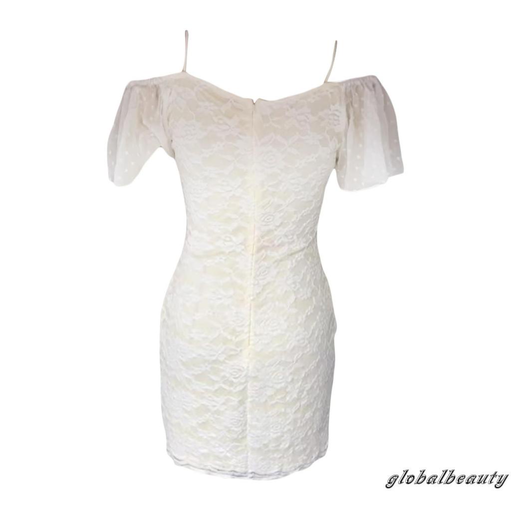 Đầm Tay Ngắn Cổ Chữ V Phối Ren Họa Tiết Hoa Thời Trang Mùa Hè Cho Nữ