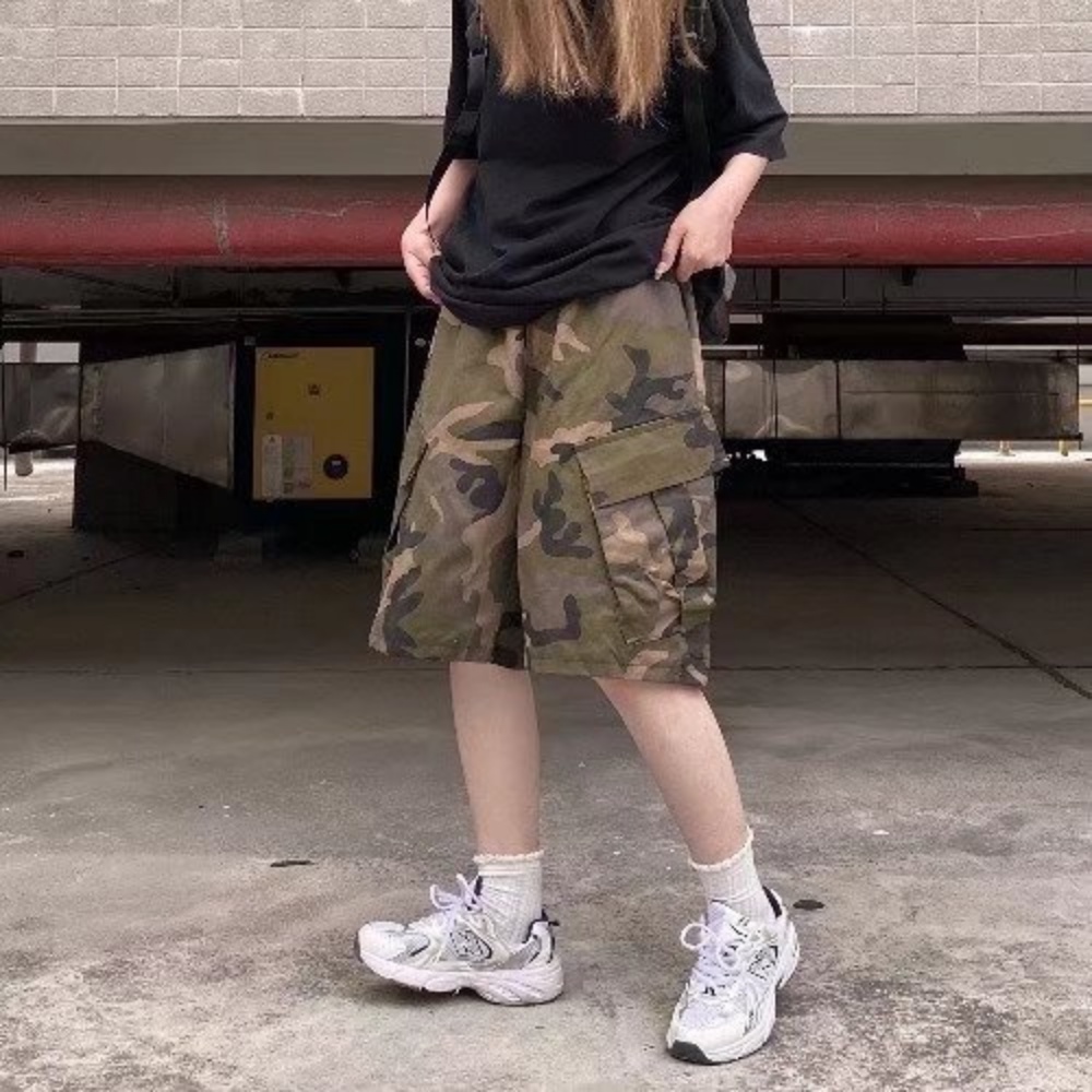 Quần Short Nam Họa Tiết Rằn Ri Phong Cách Đường Phố Mỹ