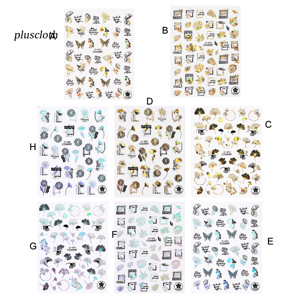 1 Tấm Nhãn Dán Trang Trí Móng Tay Tự Dính Họa Tiết Lá Bướm 3D