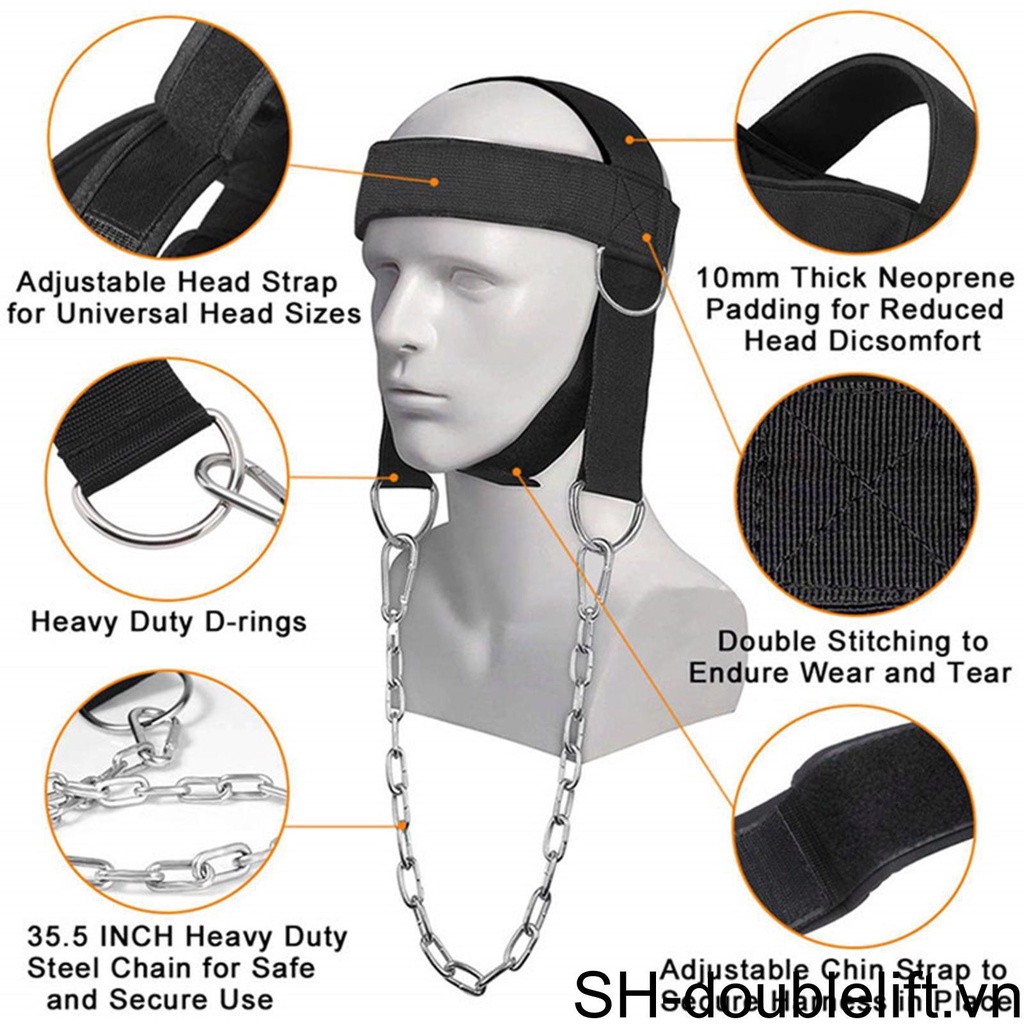 Đai Quấn Đầu Cổ Màu Đen Có Thể Điều Chỉnh Hỗ Trợ Nâng Tạ