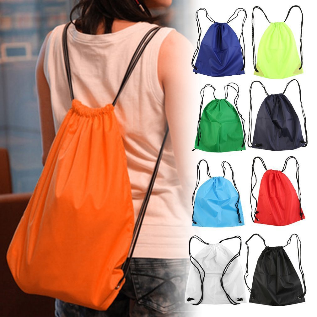 Drawstring Bag Portable Students Backpack Waterproof Sports Riding Storage Bag