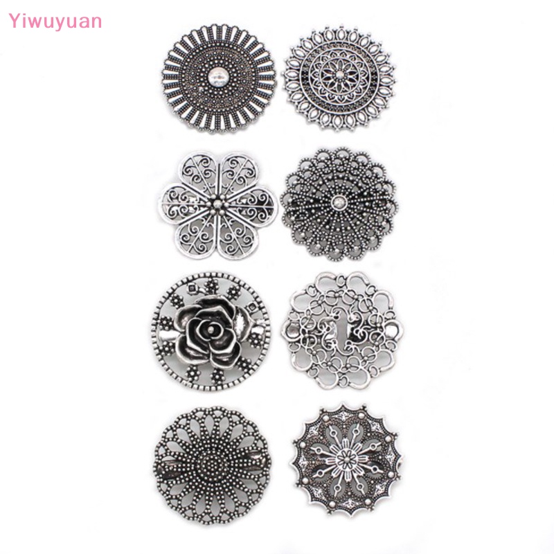 < Yiwuyuan > Kẹp Cài Áo Khoác Cardigan Dệt Kim Hình Tròn Họa Tiết Hoa Rỗng Vintage Cho Nữ Mới