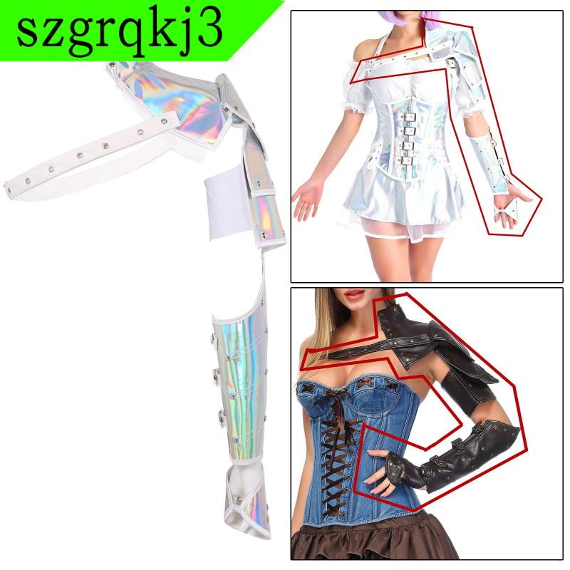 Bộ 2 Cái Cánh Tay Áo Giáp Vai Bằng Da PU Đính Đinh Tán Kim Loại Retro Gazechimp szgrqkj3