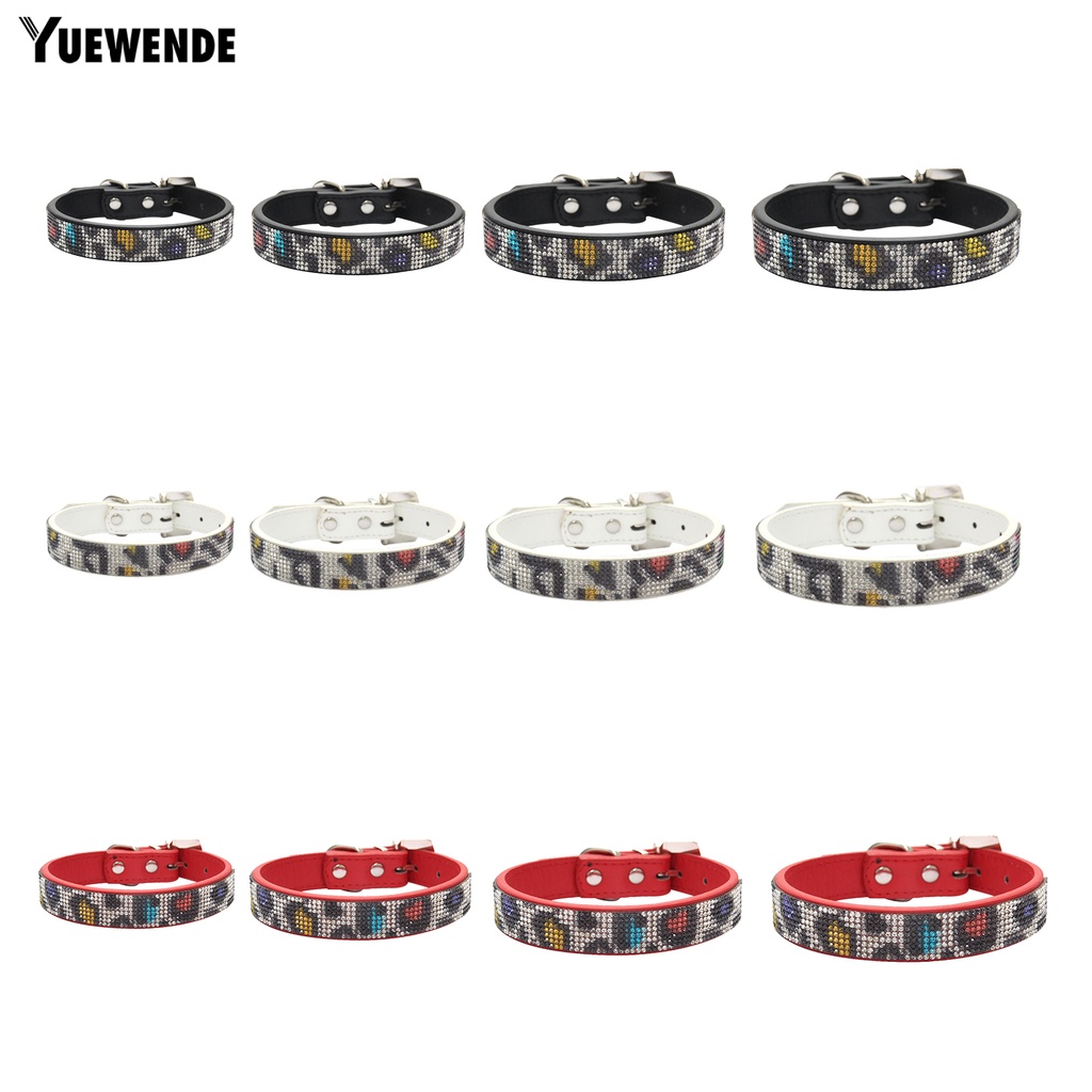 Vòng Cổ Giả Da Dắt Thú Cưng Đi Dạo Chống Lạc Đính Đá Lấp Lánh Dễ Điều Chỉnh Kích Thước