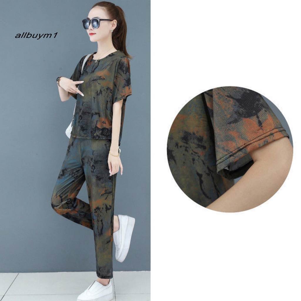 Set 2 Món Áo Tay Ngắn Phối Quần Dài Thời Trang Trẻ Trung