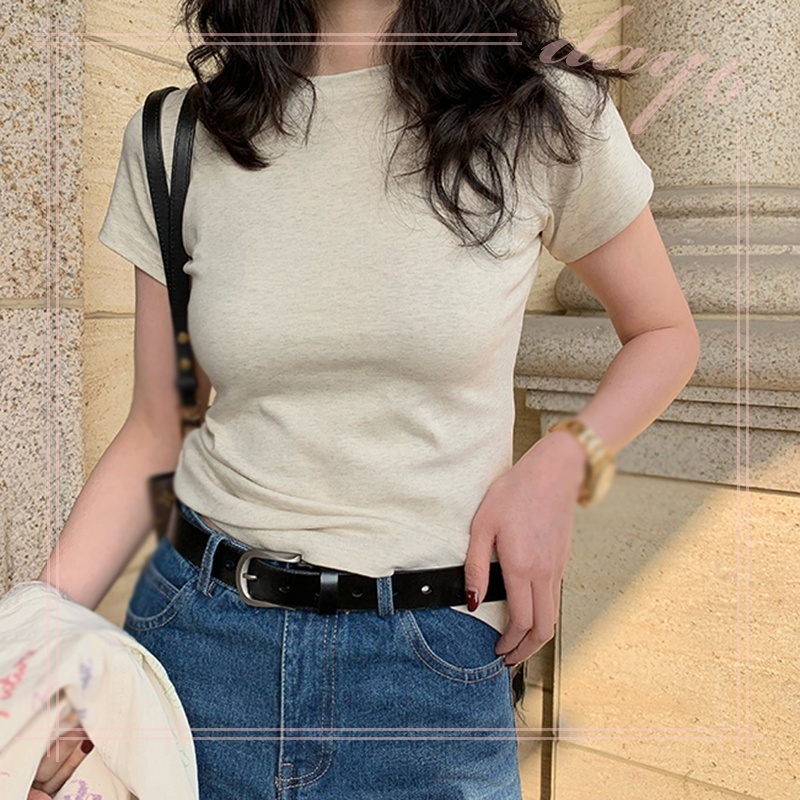 Áo Thun Nữ Tay Ngắn Màu Trơn Thời Trang Hàn Quốc