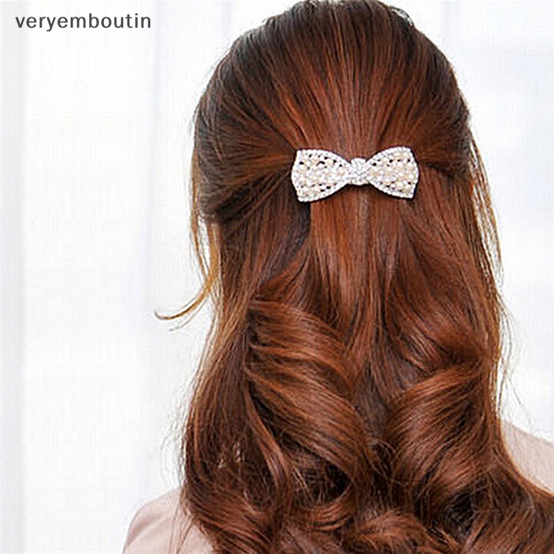 Kẹp Tóc Hình Nơ Đính Ngọc Trai Thời Trang Dành Cho Nữ