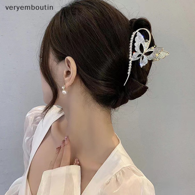 Kẹp Tóc Hình Bướm &amp; Ngọc Trai Bằng Kim Loại Cho Nữ 1 Cái