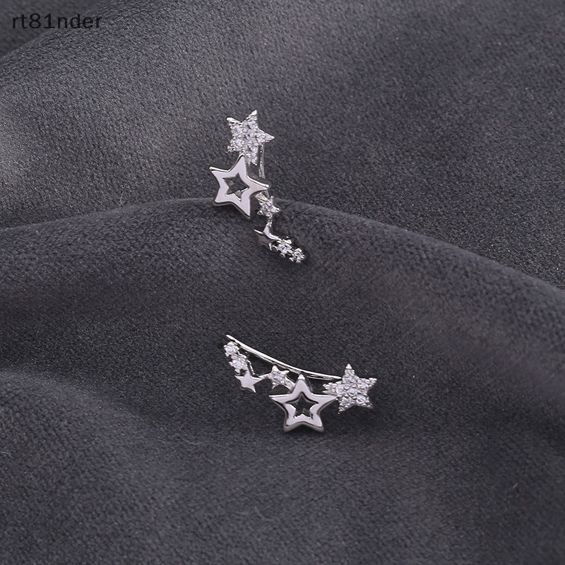 Rt 1 Đôi Bông Tai Ngôi Sao Đính Đá Zircon Trắng Phong Cách Đơn Giản Thời Trang Dành Cho Nữ