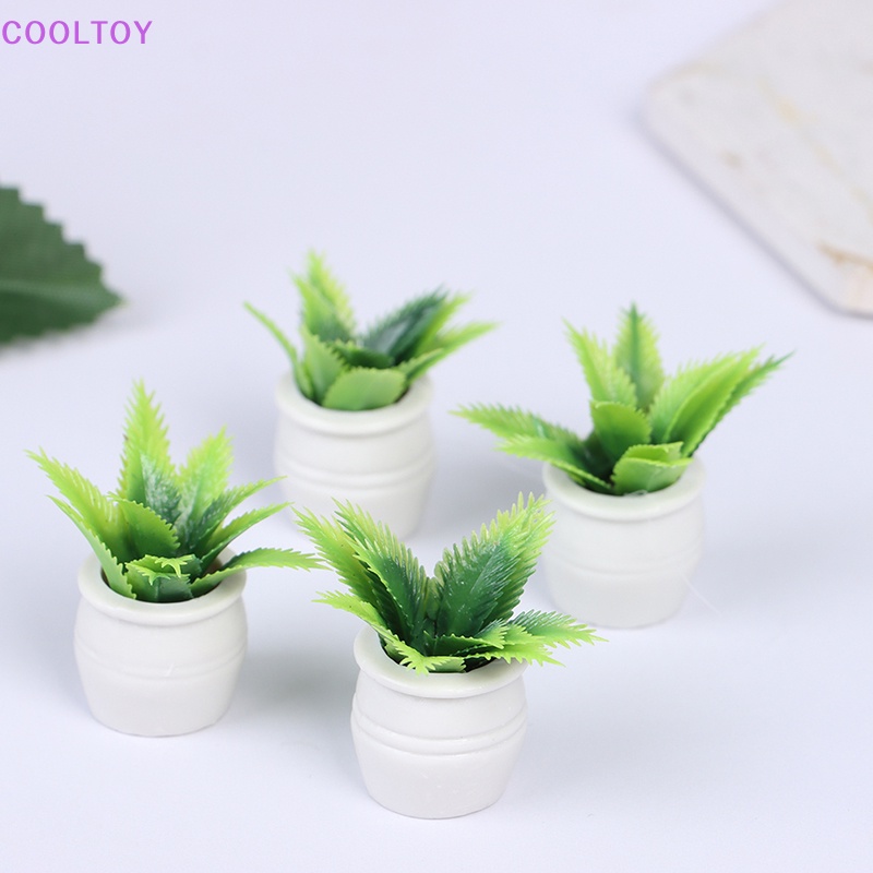 Bộ 4 Chậu Cây Mini Trang Trí Nhà Búp Bê Tỉ Lệ 1: 12