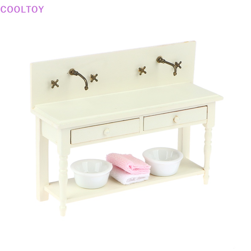 1 Bộ Bồn Rửa Chén Mini Tỉ Lệ 1: 12 Trang Trí Nhà Búp Bê