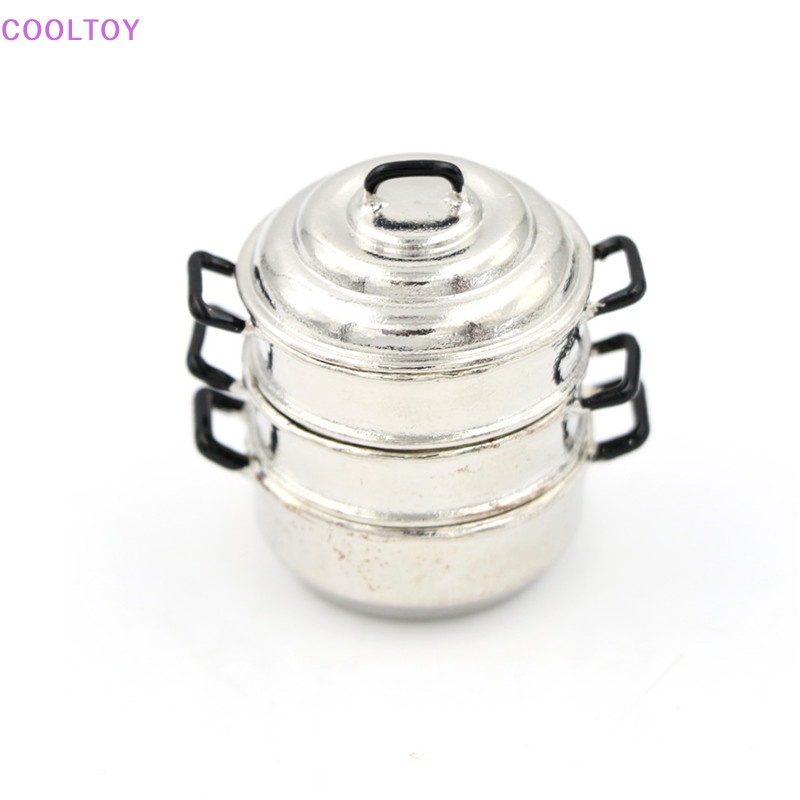 Cooltoy Mô Hình Nồi Hấp 3 Tầng Bằng Kim Loại Trang Trí Nhà Búp Bê 1: 12