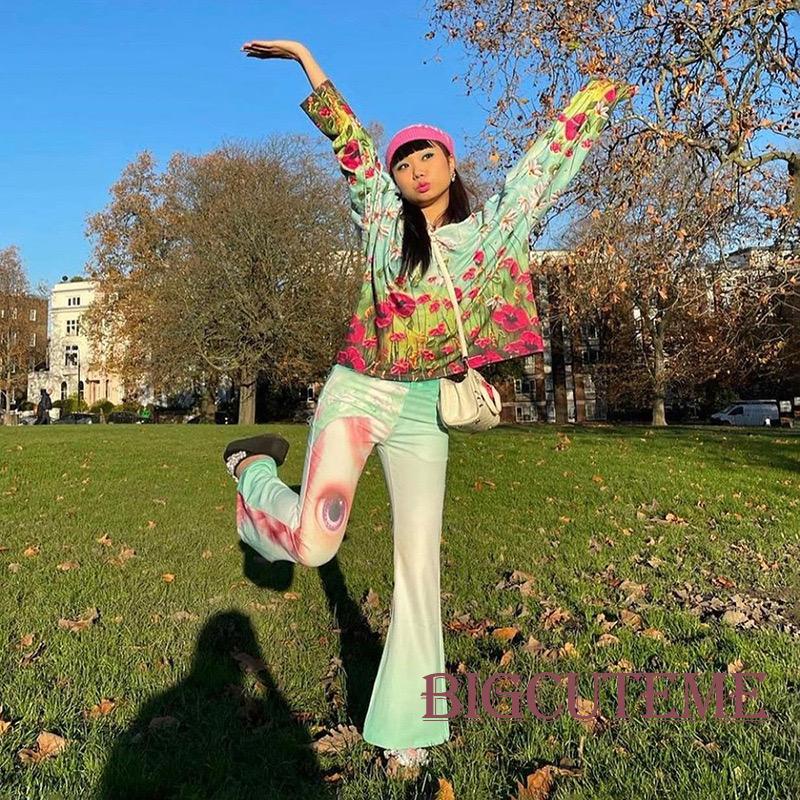 [] - Áo hai dây / Quần Dài / Áo Không Tay In Hình Búp Bê Kèm Quần Lưng Thấp Thời Trang Mùa Hè Cho Nữ