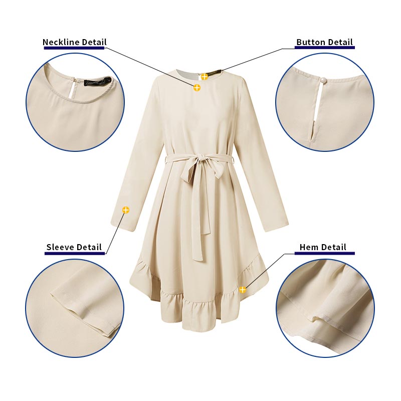 Zanzea Áo Kiểu Dài Tay Màu Trơn Có Dây Thắt Eo Tháo Rời Được Dành Cho Nữ