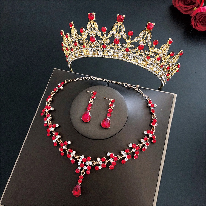 Ygt Bộ Vương Miện Và Bông Tai Pha Lê Handmade Sang Trọng Cho Cô Dâu