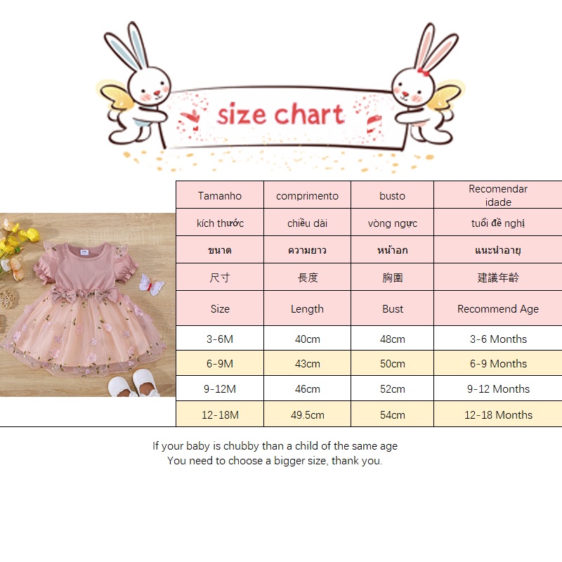 Đầm Xòe Công Chúa Bằng Vải Tuyn Tay Cộc Dành Cho Bé Gái 3-18 Tháng Tuổi