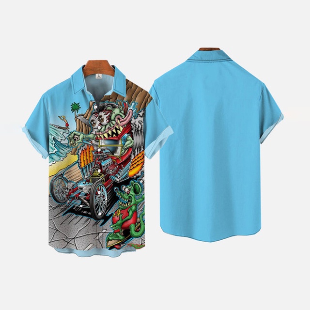 Áo Sơ Mi Ngắn Tay In Họa Tiết Hoạt Hình 3D Thời Trang Mùa Hè Cho Nam