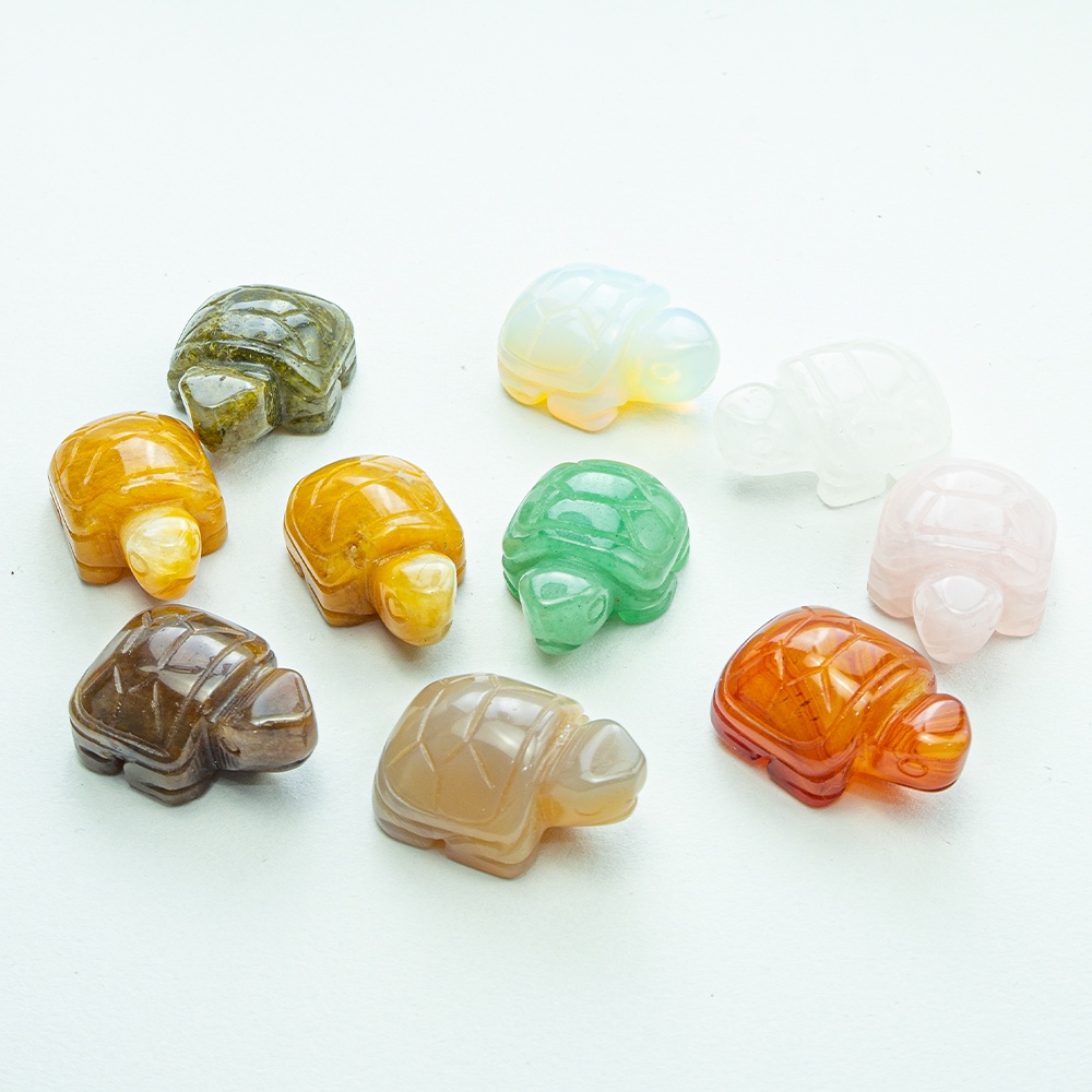 Set 5 Tượng Rùa Mini 1in Bằng Đá Pha Lê Tự Nhiên Dễ Thương Chạm Khắc Chữ Reiki Healing Trang Trí Nhà Cửa