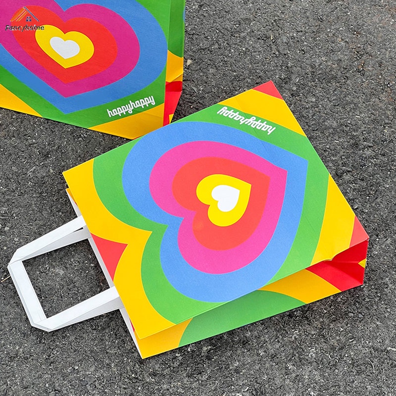 Túi Đựng Snack Họa Tiết Trái Tim Màu Sắc Cầu Vồng Xinh Xắn