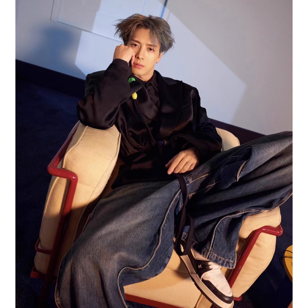 Wang Jiaer Quần Jean Dài Dáng Rộng Ống Đứng Họa Tiết Sóng Biển Đường Phố Mỹ Thời Trang Xuân Thu Cho Nam